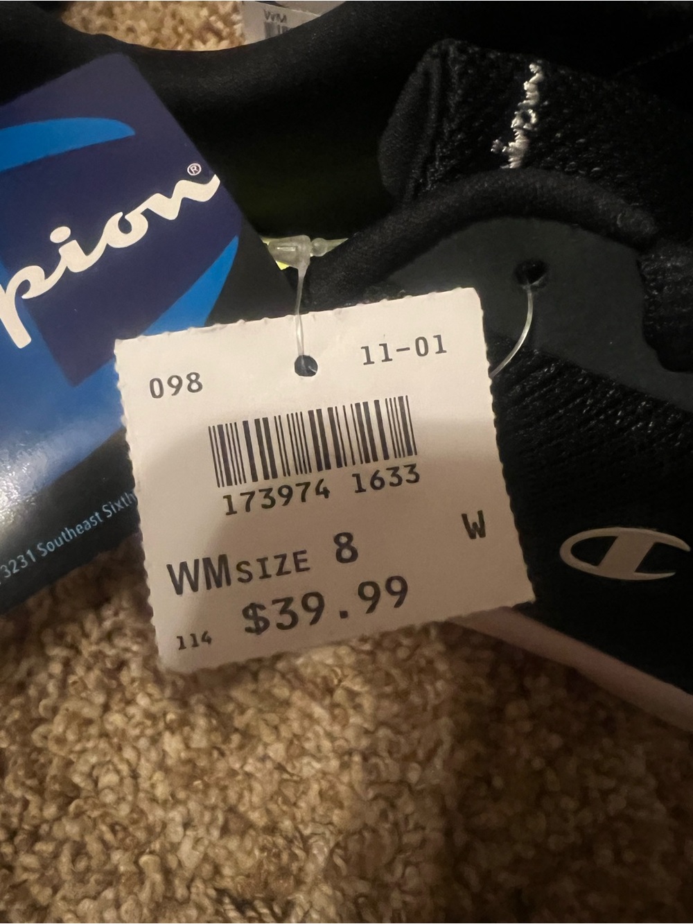 NIB Women’s Champion Black Athletic Sneakers with White Soles Size 8 Wide - Picture 8 of 14